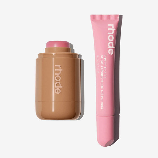 Rhode Duo Pemerah Pipi Poket + Pewarna Bibir Peptida