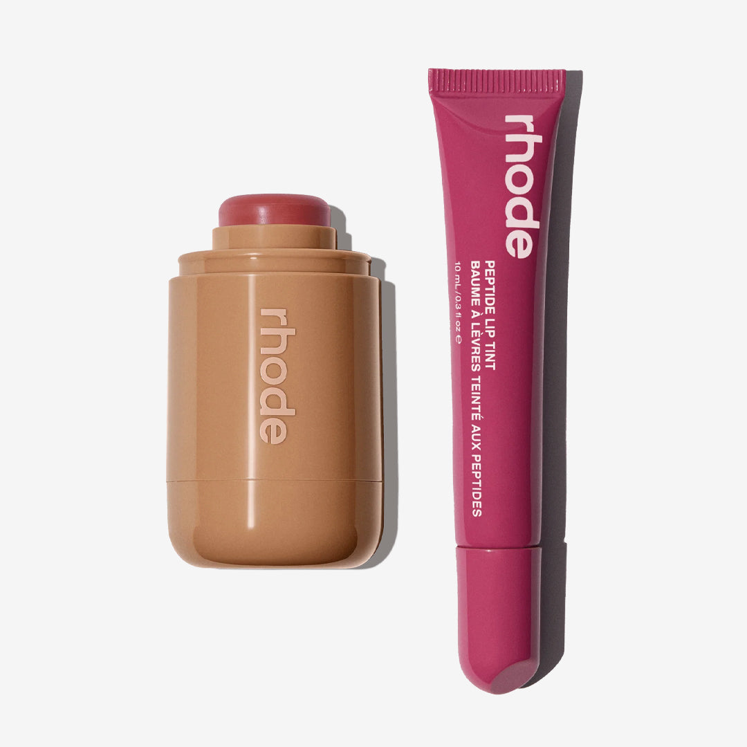 Rhode Duo Pemerah Pipi Poket + Pewarna Bibir Peptida