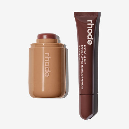 Rhode Duo Pemerah Pipi Poket + Pewarna Bibir Peptida